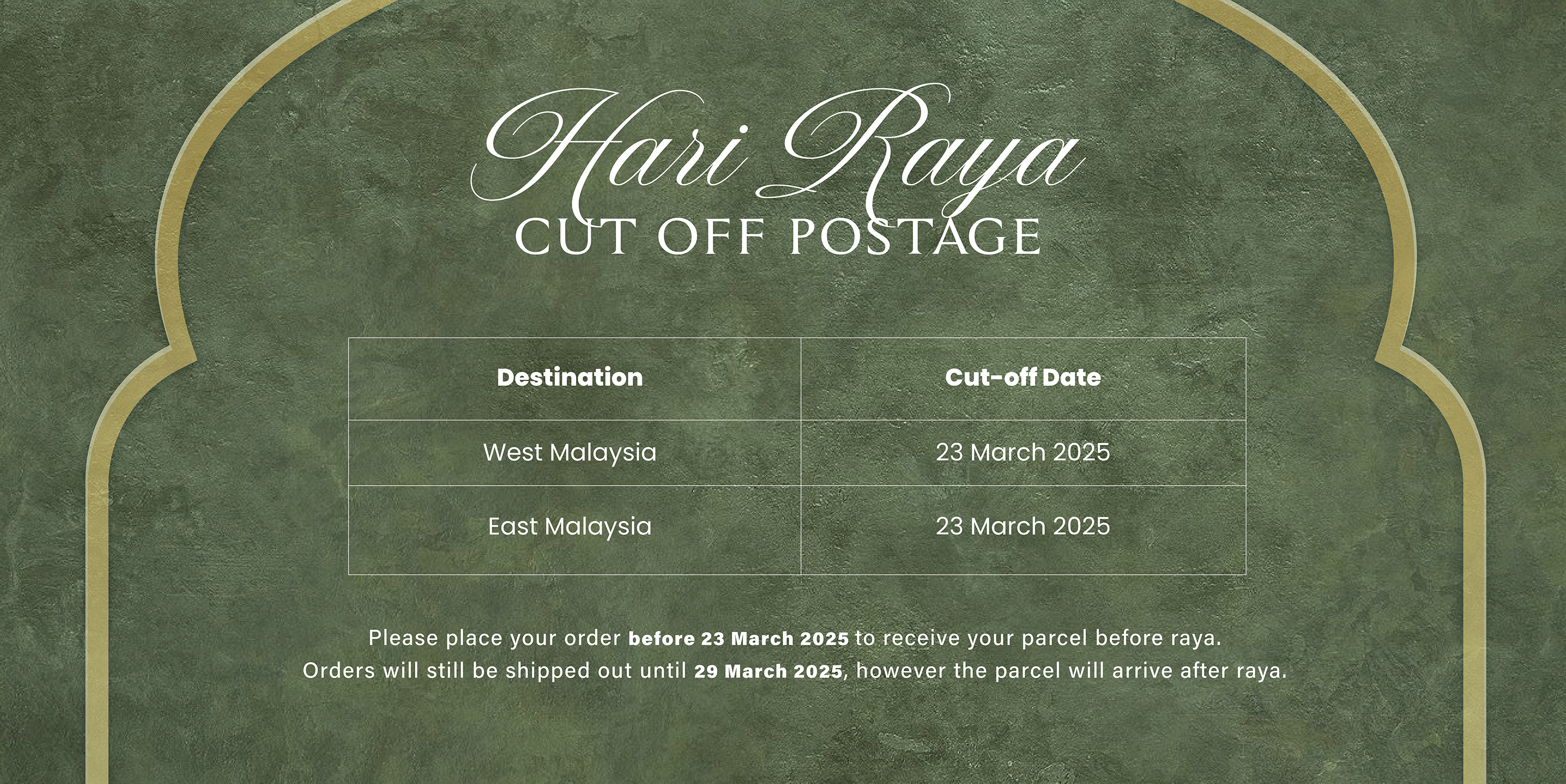 CUT OFF POSTAGE